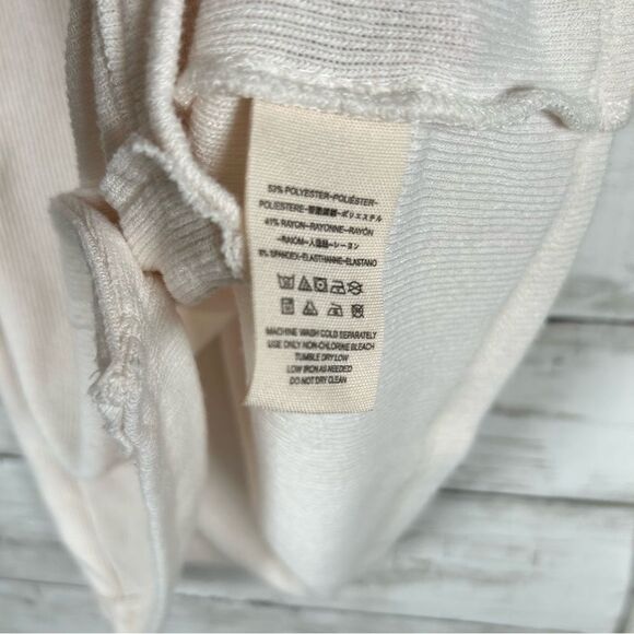 We The Free Cardigan V-Neck Long Sleeve Ribbed Button Front Ivory Medium - Picture 6 of 6